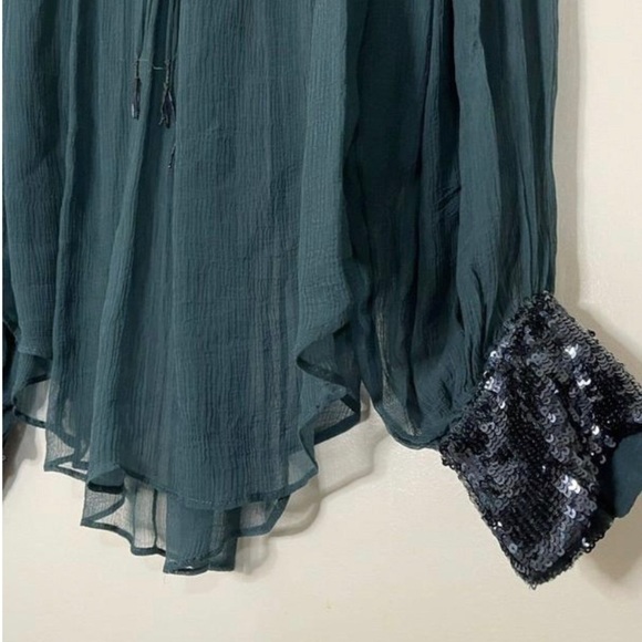 Free People sheer long-sleeve top with sequin dream cuff - Picture 3 of 4